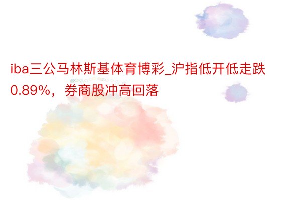 iba三公马林斯基体育博彩_沪指低开低走跌0.89%，券商股冲高回落