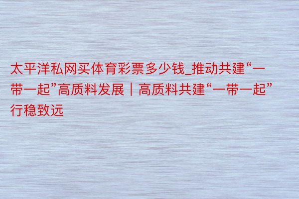 太平洋私网买体育彩票多少钱_推动共建“一带一起”高质料发展｜高质料共建“一带一起”行稳致远